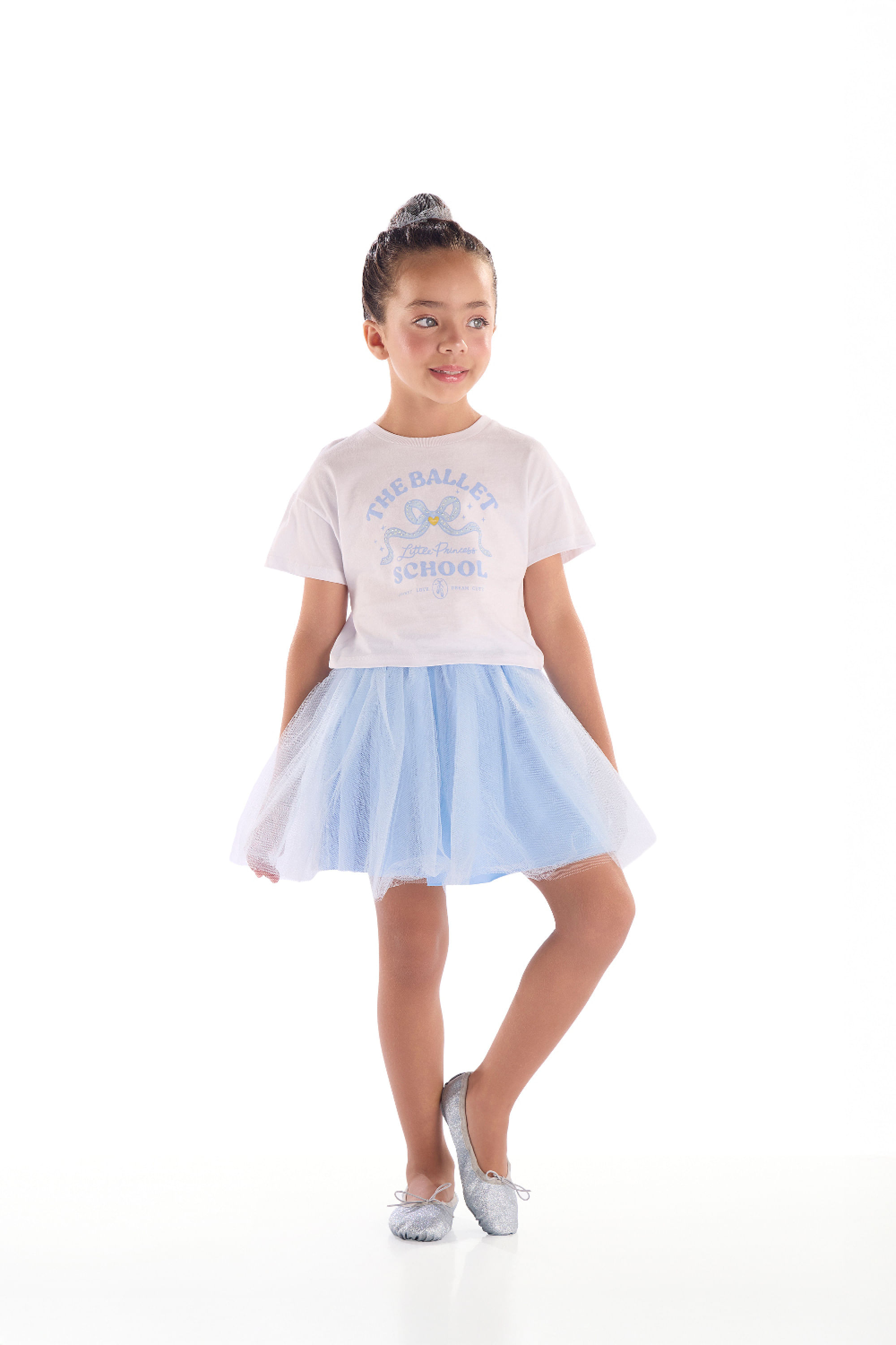 Blusa Infantil Menina Algodão com Estampa de Ballet (Branco) Quimby